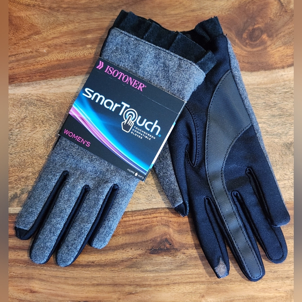 Isotoner Gray and Black Women's SmartTouch Gloves
